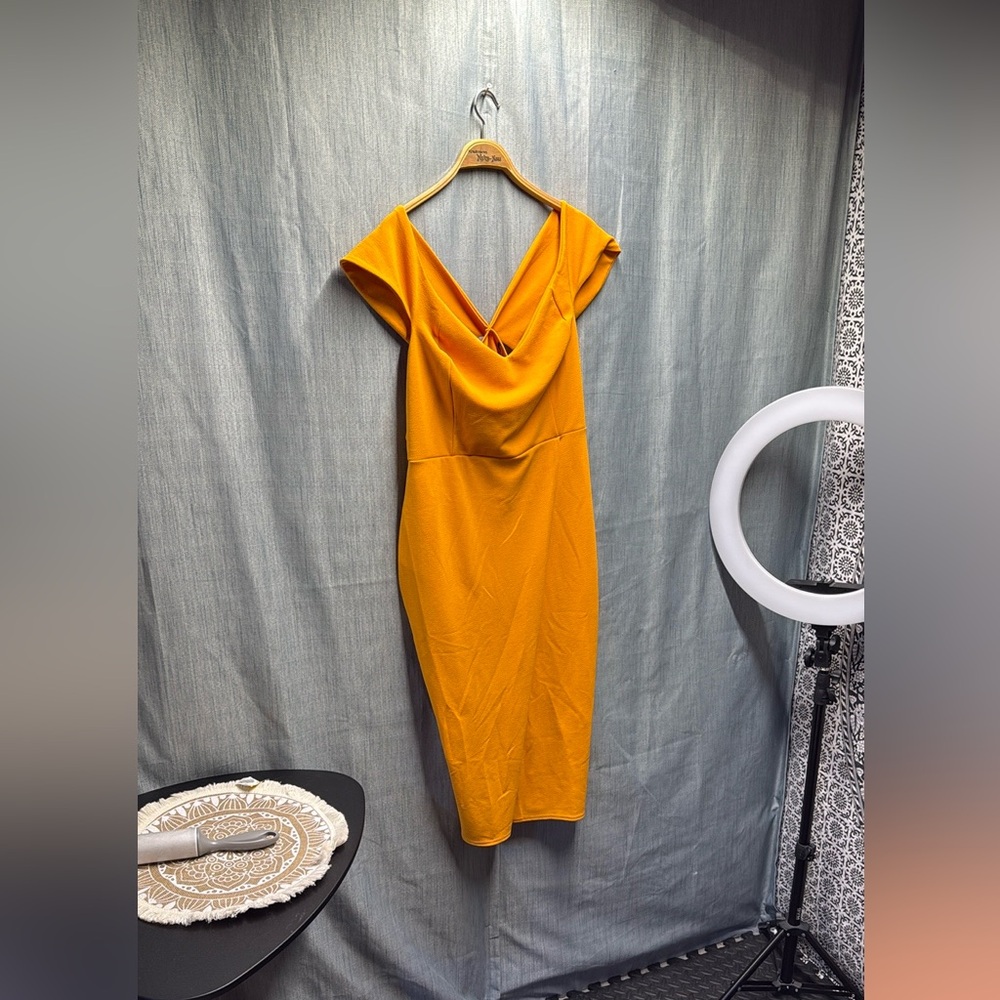 Boohoo Orange Midi Dress